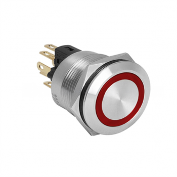 22mm RED ILLUMINATED METAL PUSHBUTTON 220VAC